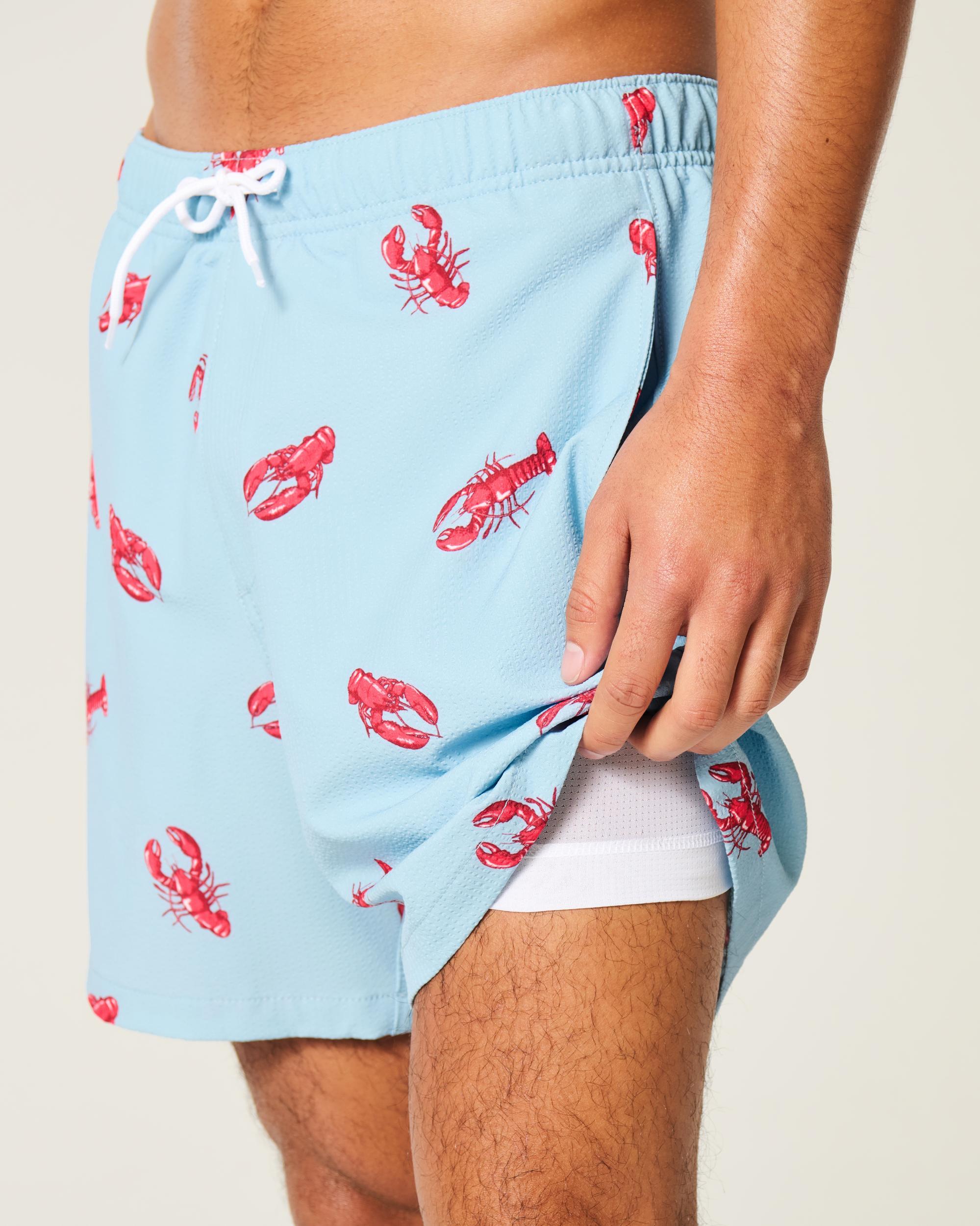 Mid-Thigh Seersucker Volley Swim Trunks Product Image