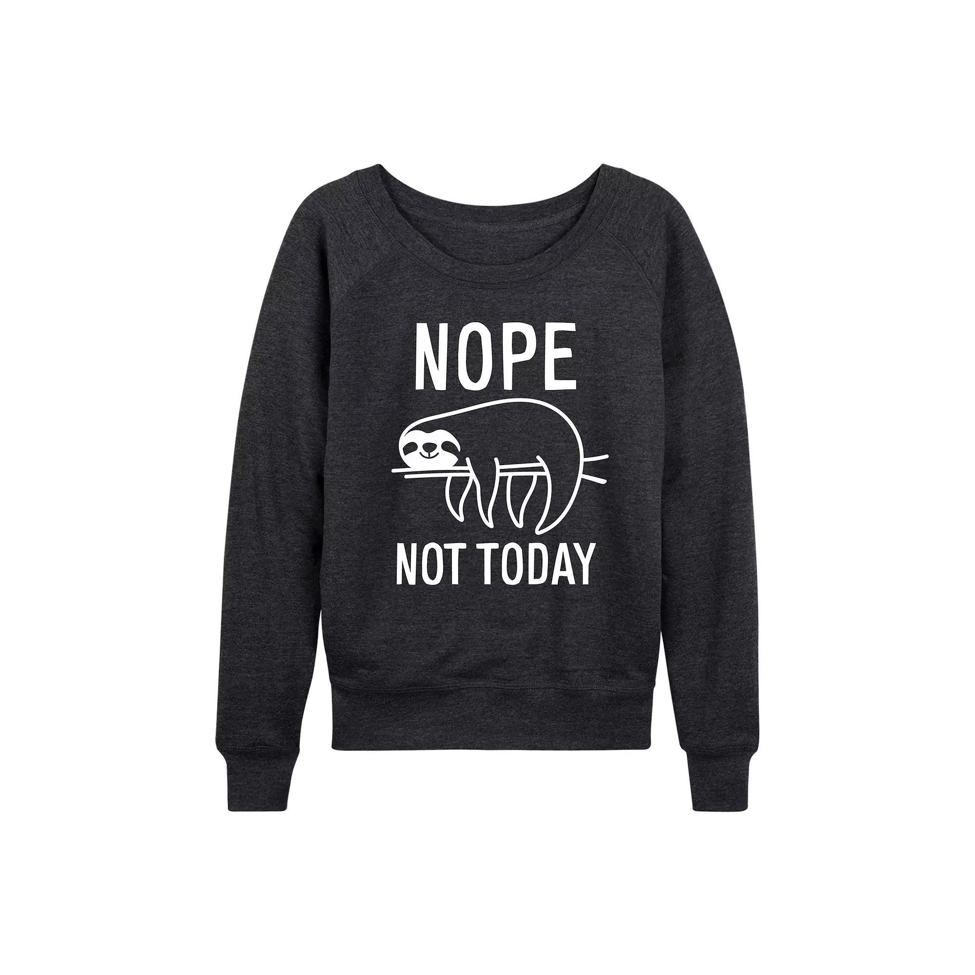 Plus Size Nope Not Today Sloth French Terry Long Sleeve Tee, Women's, Size: 4XL, Heather Grey Product Image