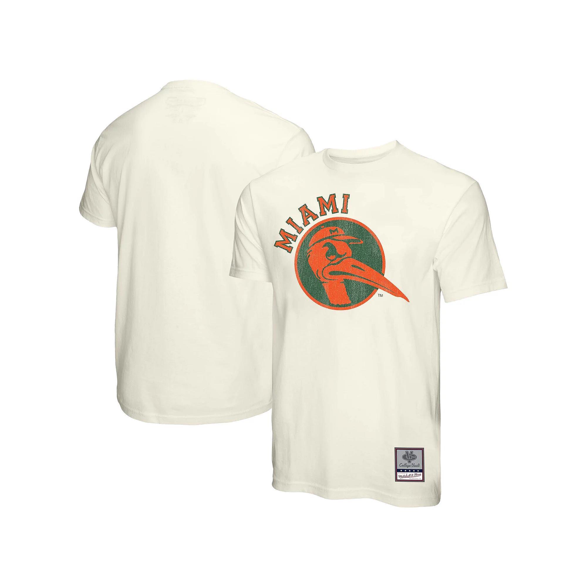 Men's Mitchell & Ness Cream Miami Hurricanes Vintage Tone T-Shirt,  Product Image