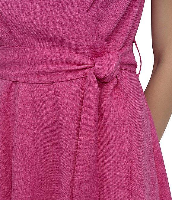 DKNY by Donna Karan Petite Size Short Sleeve V-Neck Wrap Dress Product Image