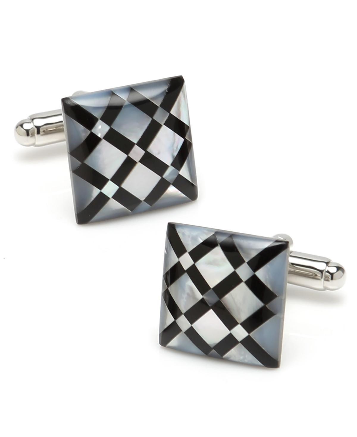 Mens White Mother-of-Pearl Diamond Cuff Links Product Image