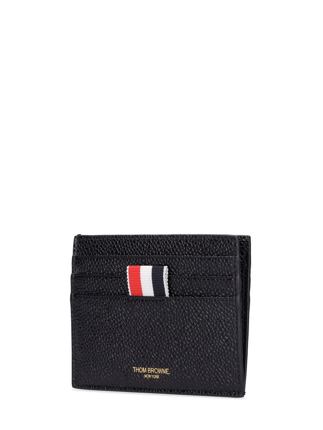 THOM BROWNE Pebble Leather Credit Card Holder In Black Product Image