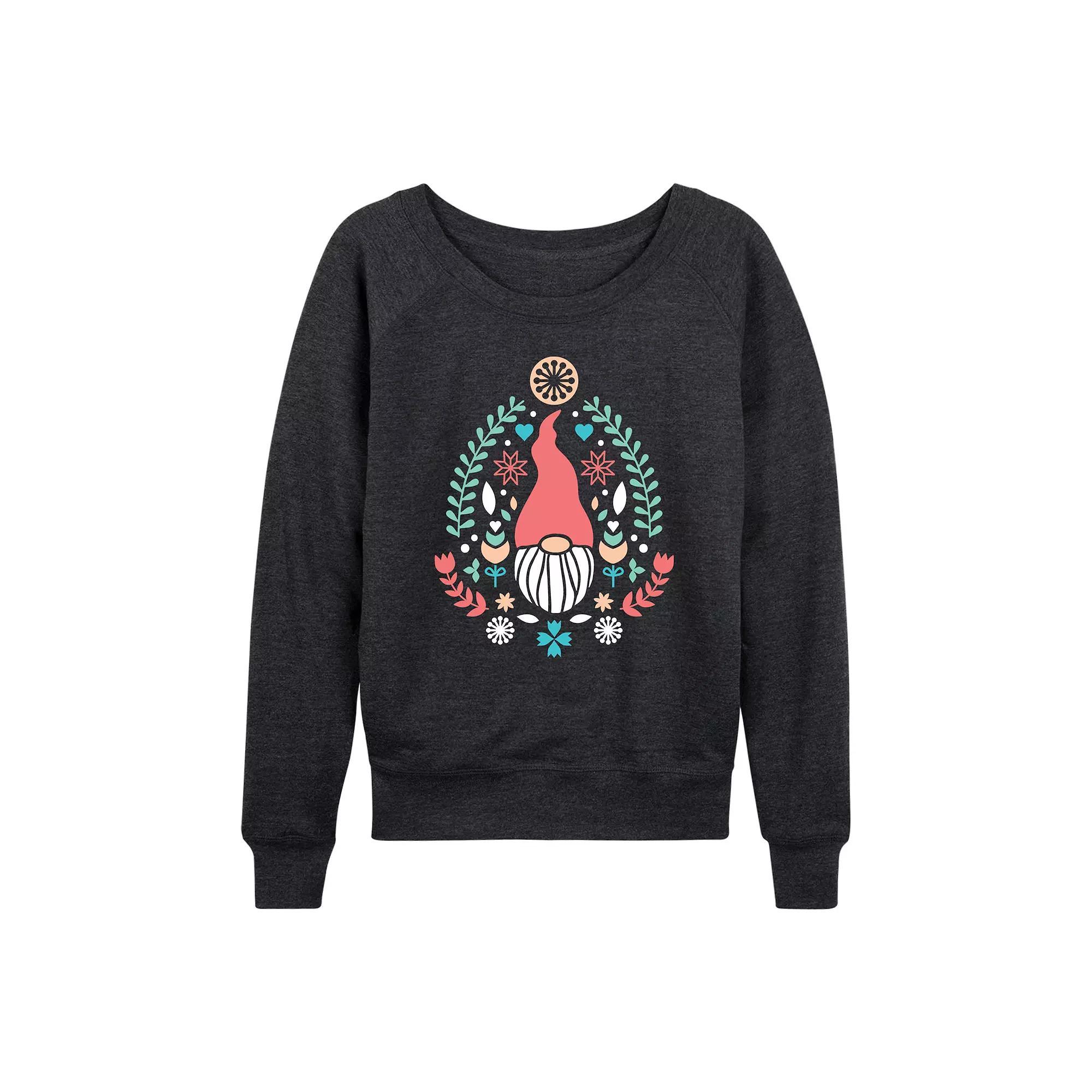 Women's Scandinavian Garden Gnome French Terry Long Sleeve Tee,  Product Image