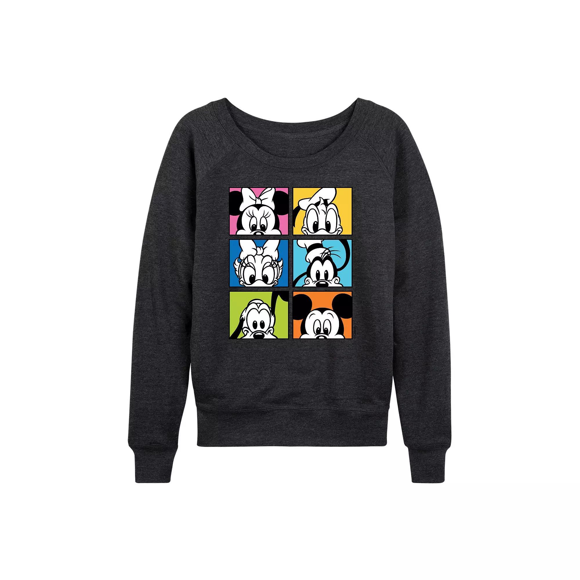 Disney's Mickey Mouse & Friends Women's Grid French Terry Long Sleeve Tee, Girl's,  Product Image