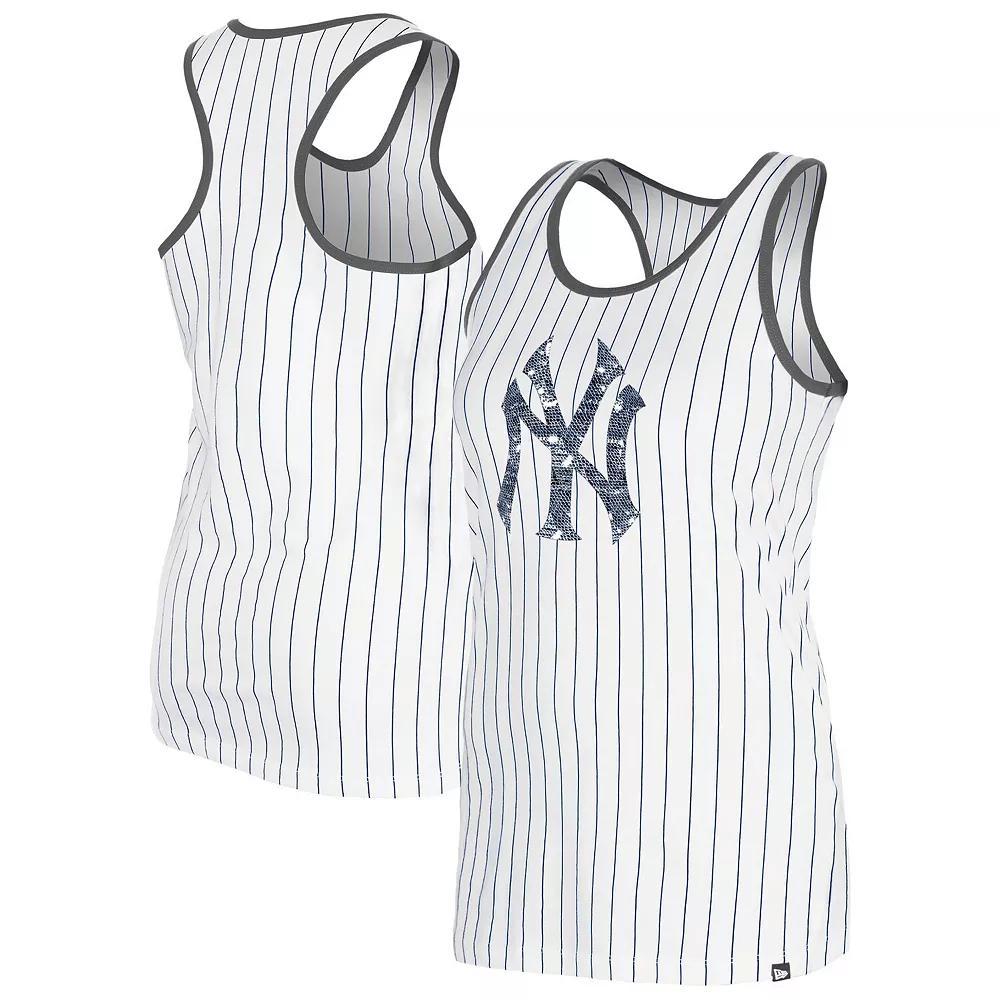 Women's New Era White New York Yankees Gameday Pinstripe Tank Top, Size: Medium Product Image