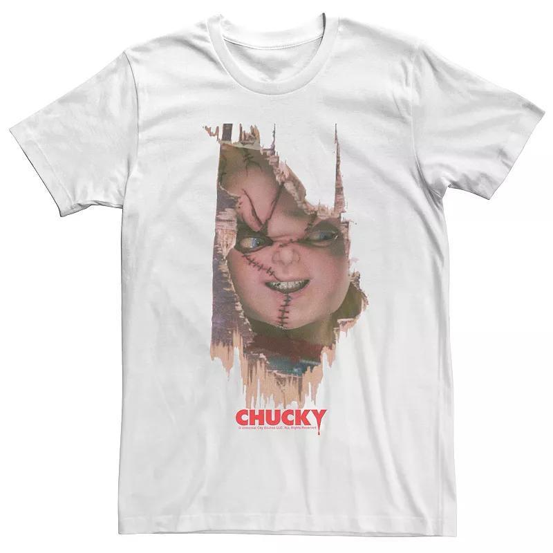 Men's Chucky It's Chucky Wood Door Breath Through Movie Poster Tee, Size: XXL, White Product Image