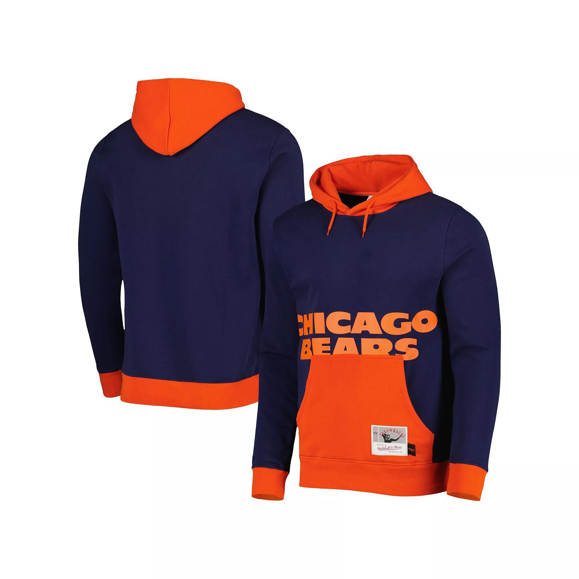 Men's Mitchell & Ness Navy Chicago Bears Big Face 5.0 Pullover Hoodie, Size: XL, Blue Product Image