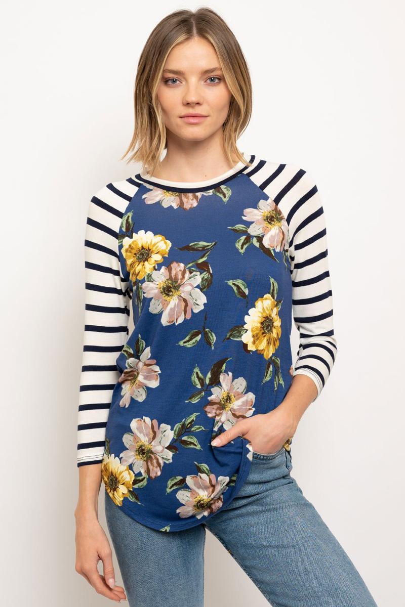 Floral with stripe sleeves Product Image