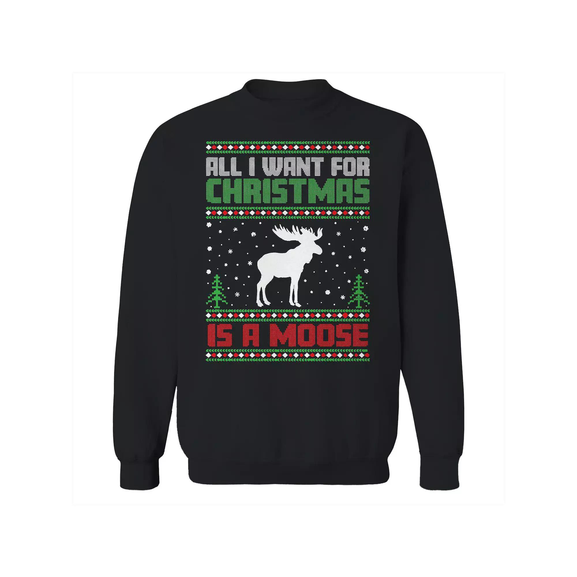 Men's Ugly Christmas Sweater Moose Graphic Sweatshirt, Adult Unisex,  Product Image