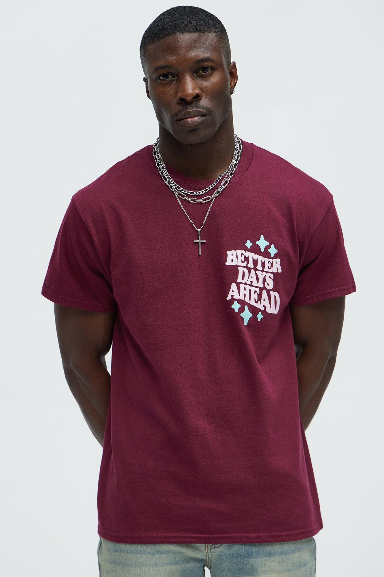 Remember Better Days Ahead Short Sleeve Tee - Burgundy Product Image