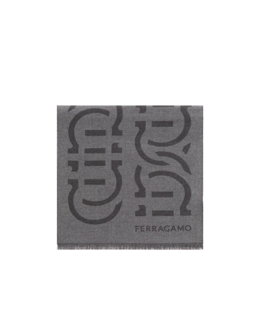 FERRAGAMO Salvatore  Logo Jacquard Frayed In Gray Product Image