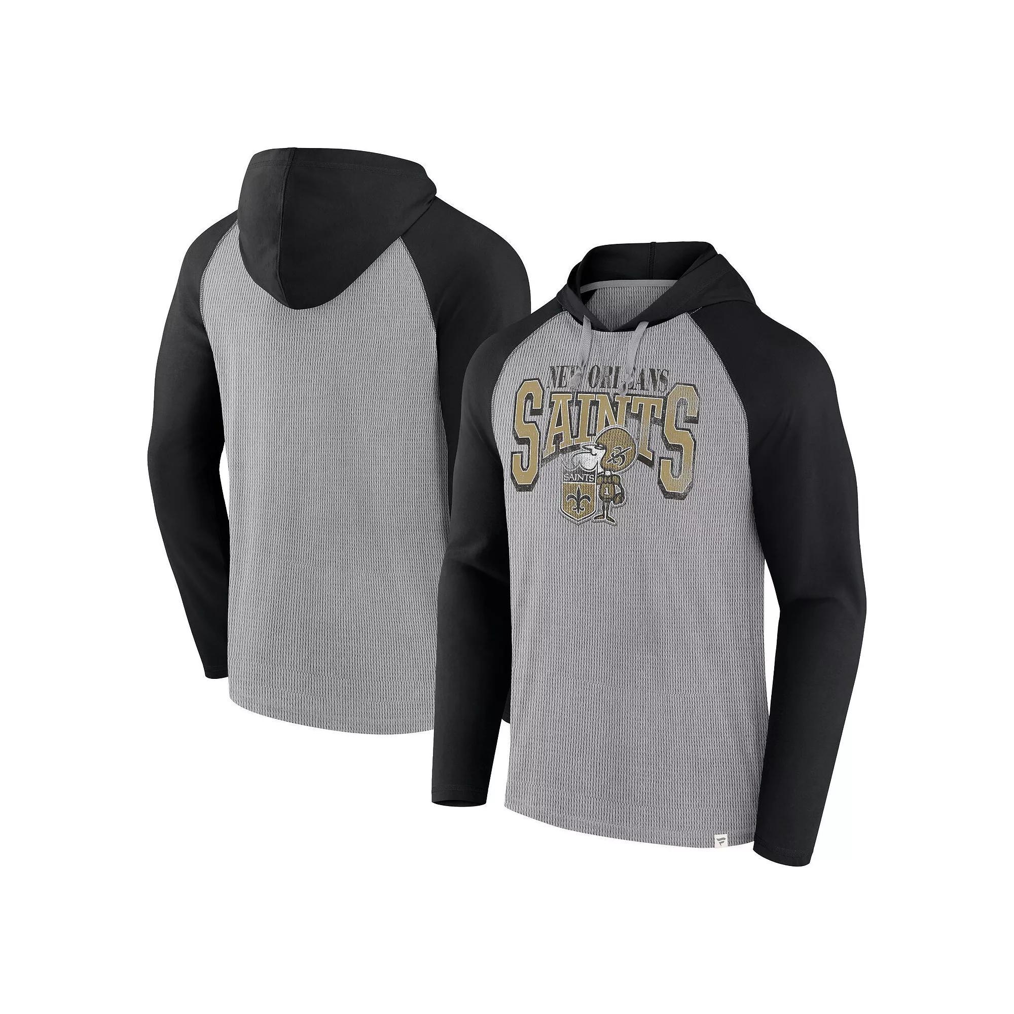 Men's Fanatics Gray/Black New Orleans Saints Under Center Long Sleeve Hoodie T-Shirt,  Product Image