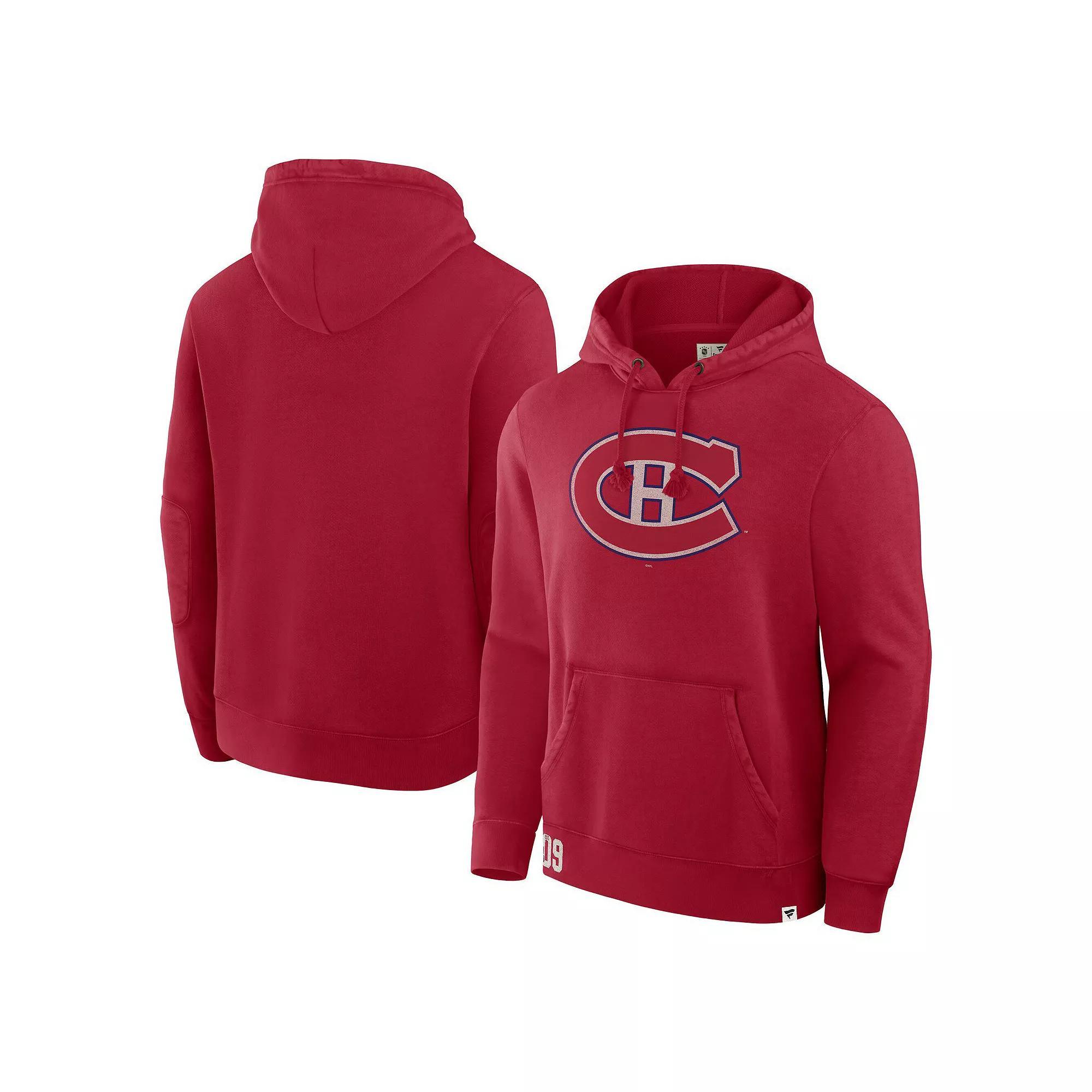 Men's Fanatics Cardinal Montreal Canadiens Decades Collection Tradition Fleece Pullover Hoodie,  Product Image