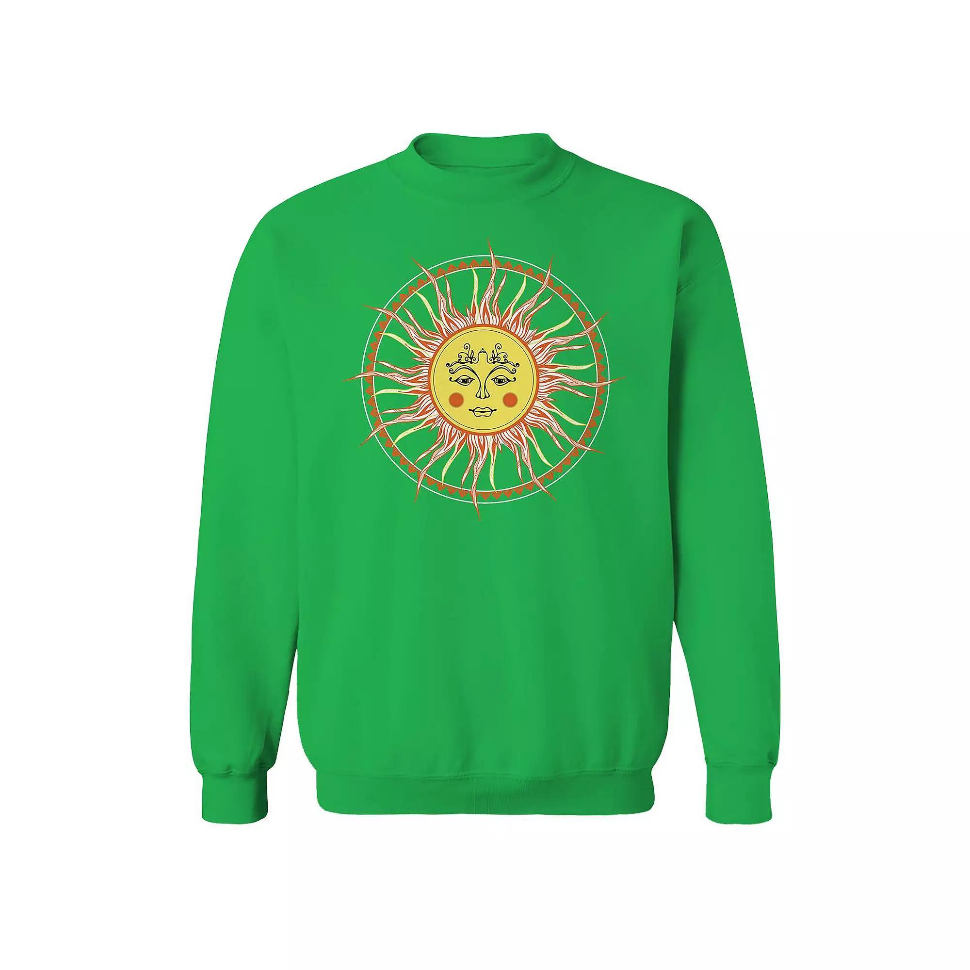 Men's Illustrated Celestial Sun Long Sleeve Graphic Tee, Size: Small, Irish Green Product Image