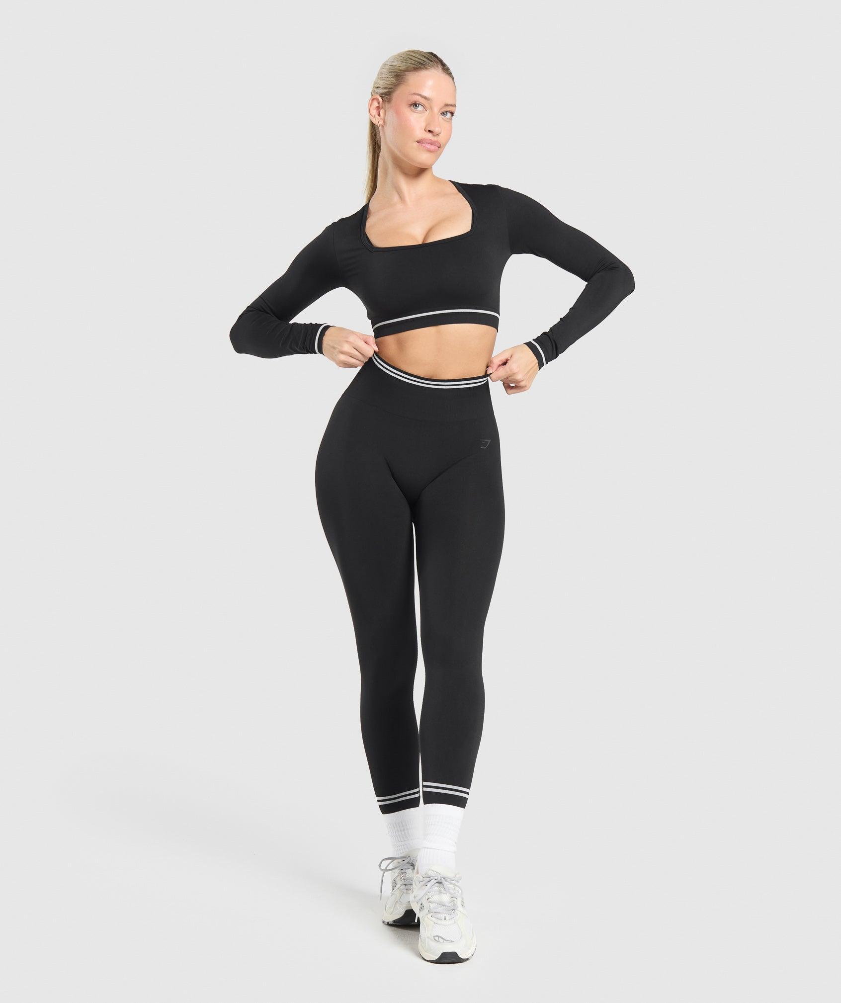 Gymshark Contrast Seamless Crop Top - Black Female Product Image
