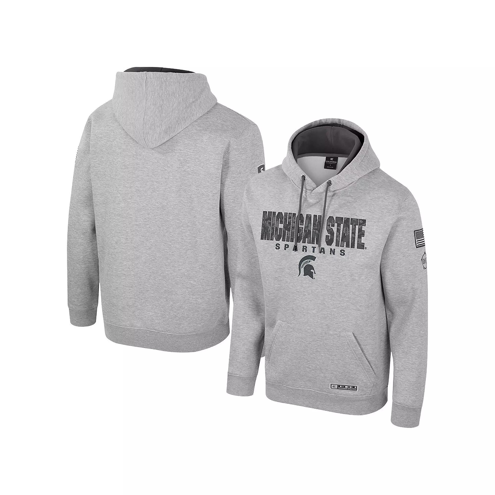 Men's Colosseum Heather Gray Michigan State Spartans Oorah OHT Military Appreciation Pullover Hoodie, Size: Medium, Grey Product Image