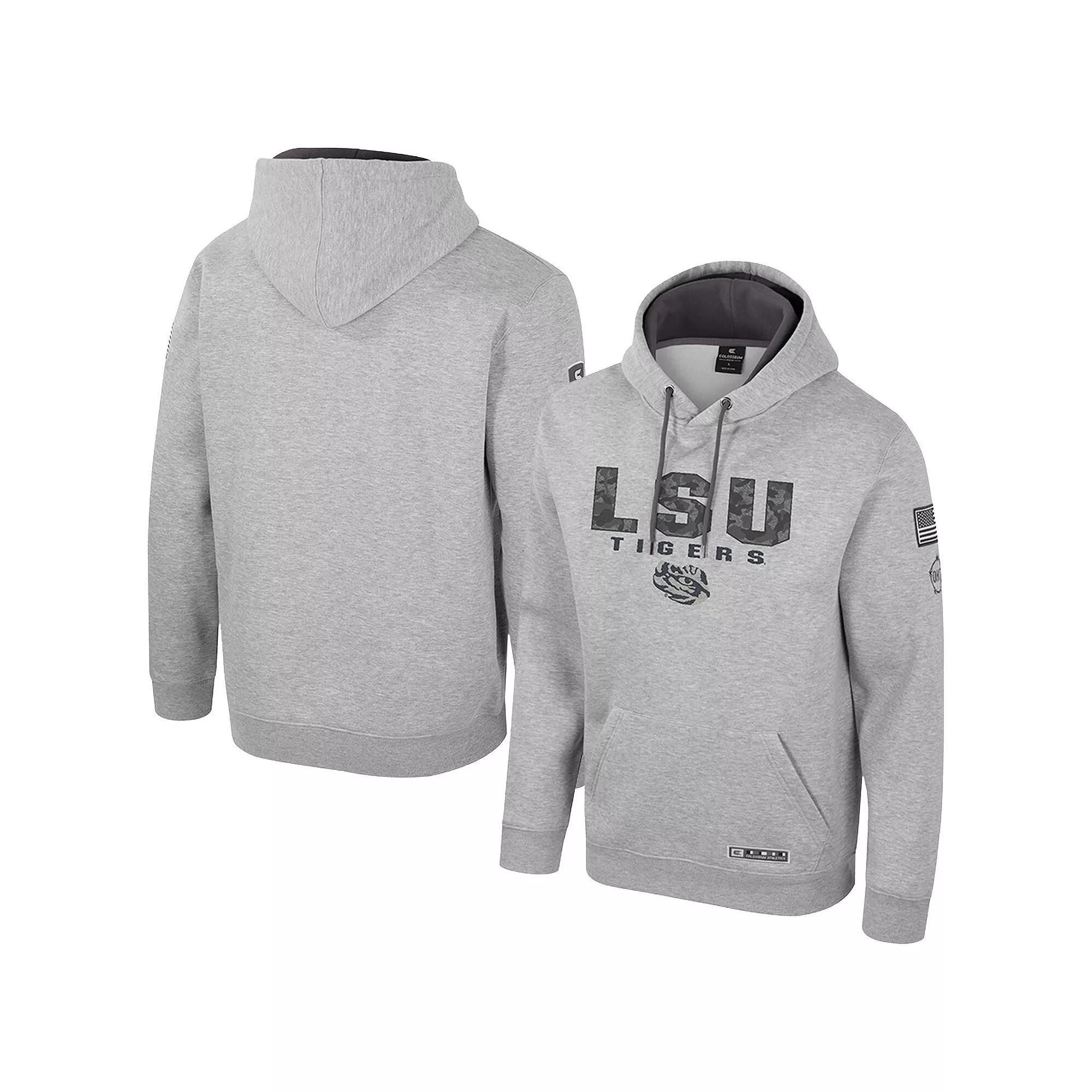 Men's Colosseum Heather Gray LSU Tigers Oorah OHT Military Appreciation Pullover Hoodie,  Product Image