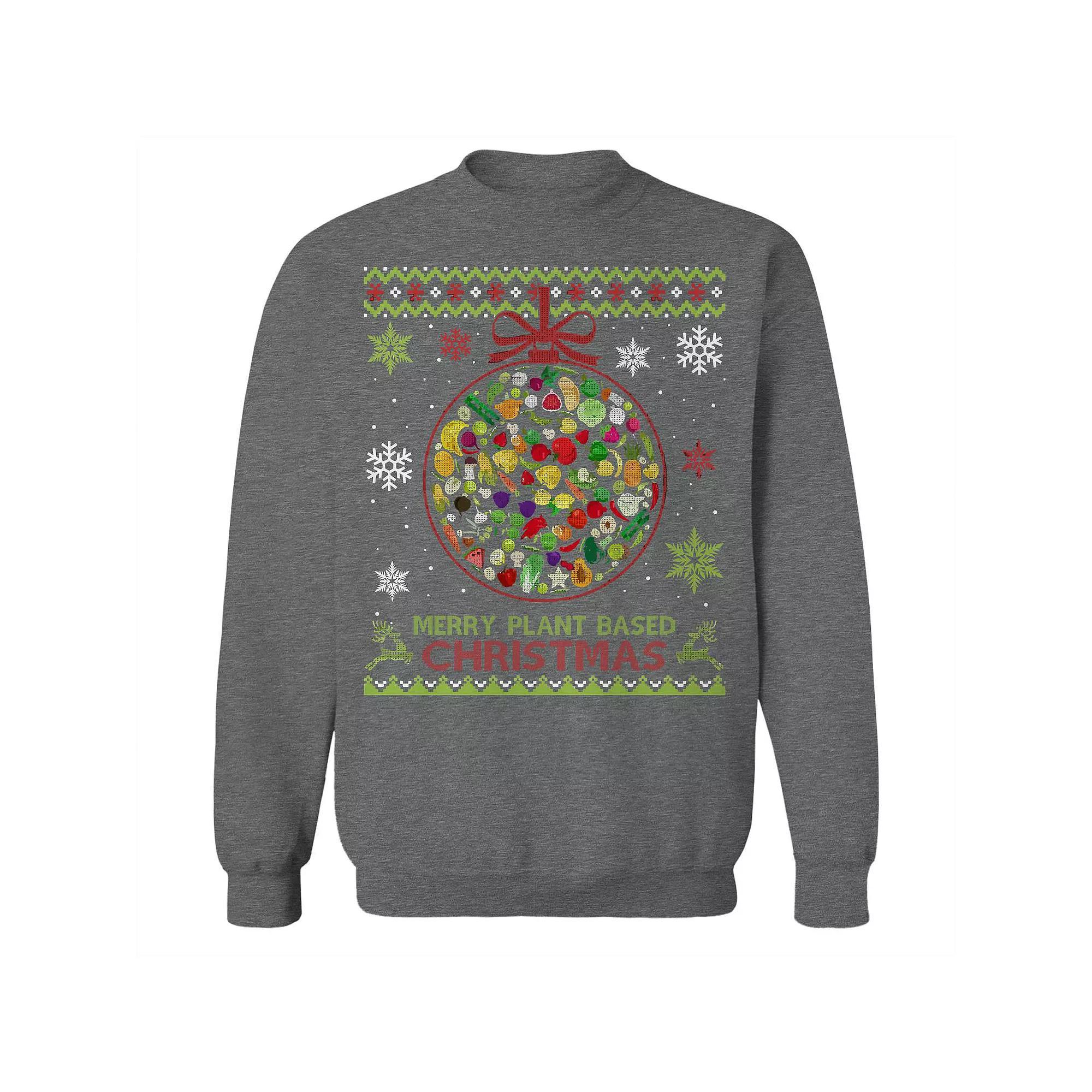 Men's Plant Based Christmas Sweater Graphic Sweatshirt, Size: Medium, Grey Heather Product Image