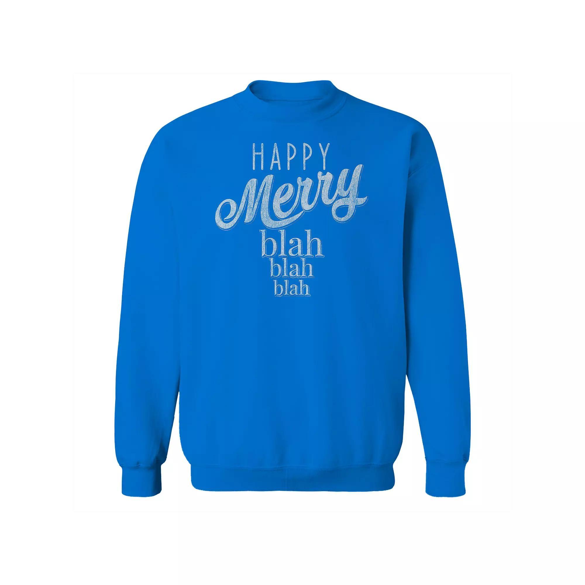 Men's Happy Merry Blah Fleece Sweatshirt, Adult Unisex,  Product Image