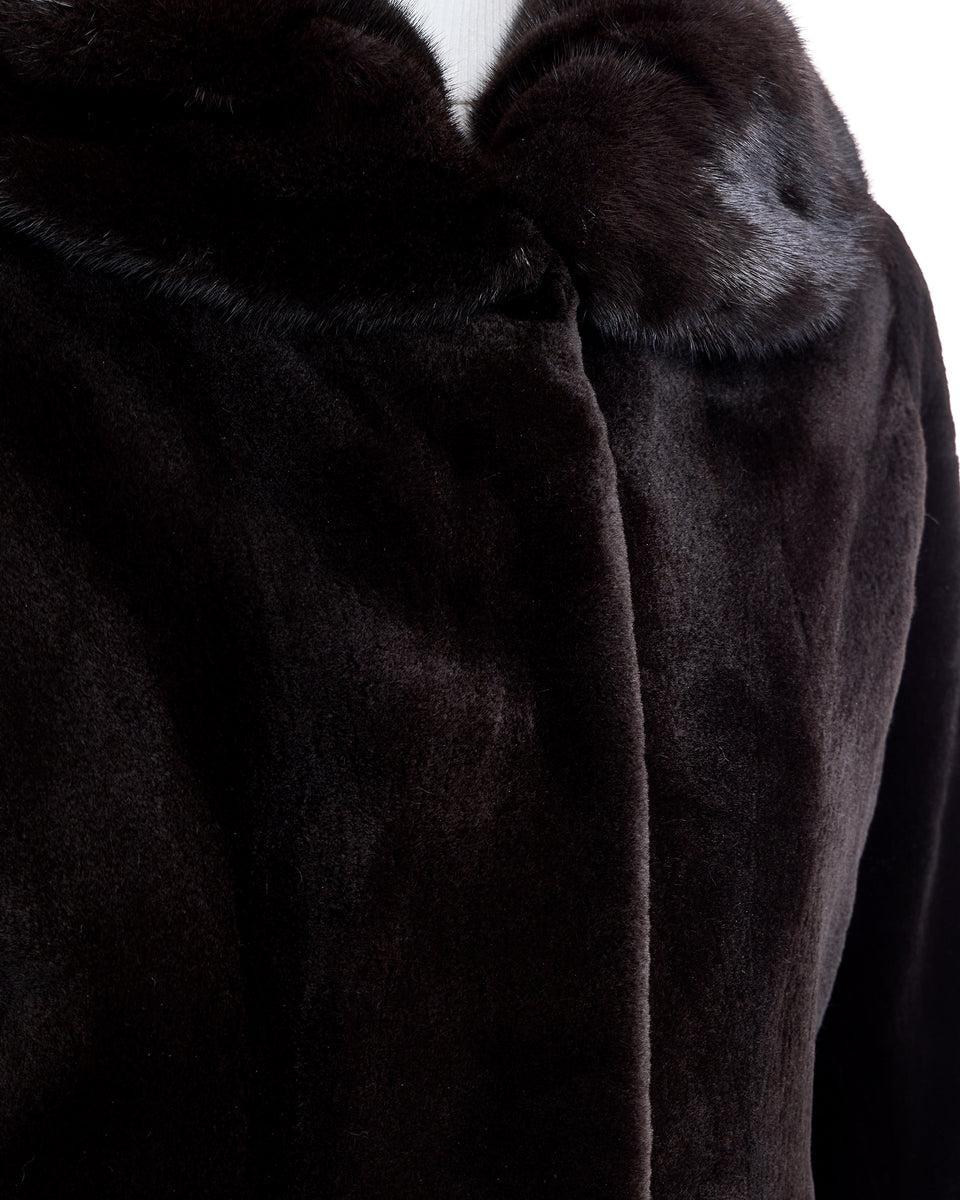 Sheared Mink Jacket with Round Long Hair mink Collar Product Image