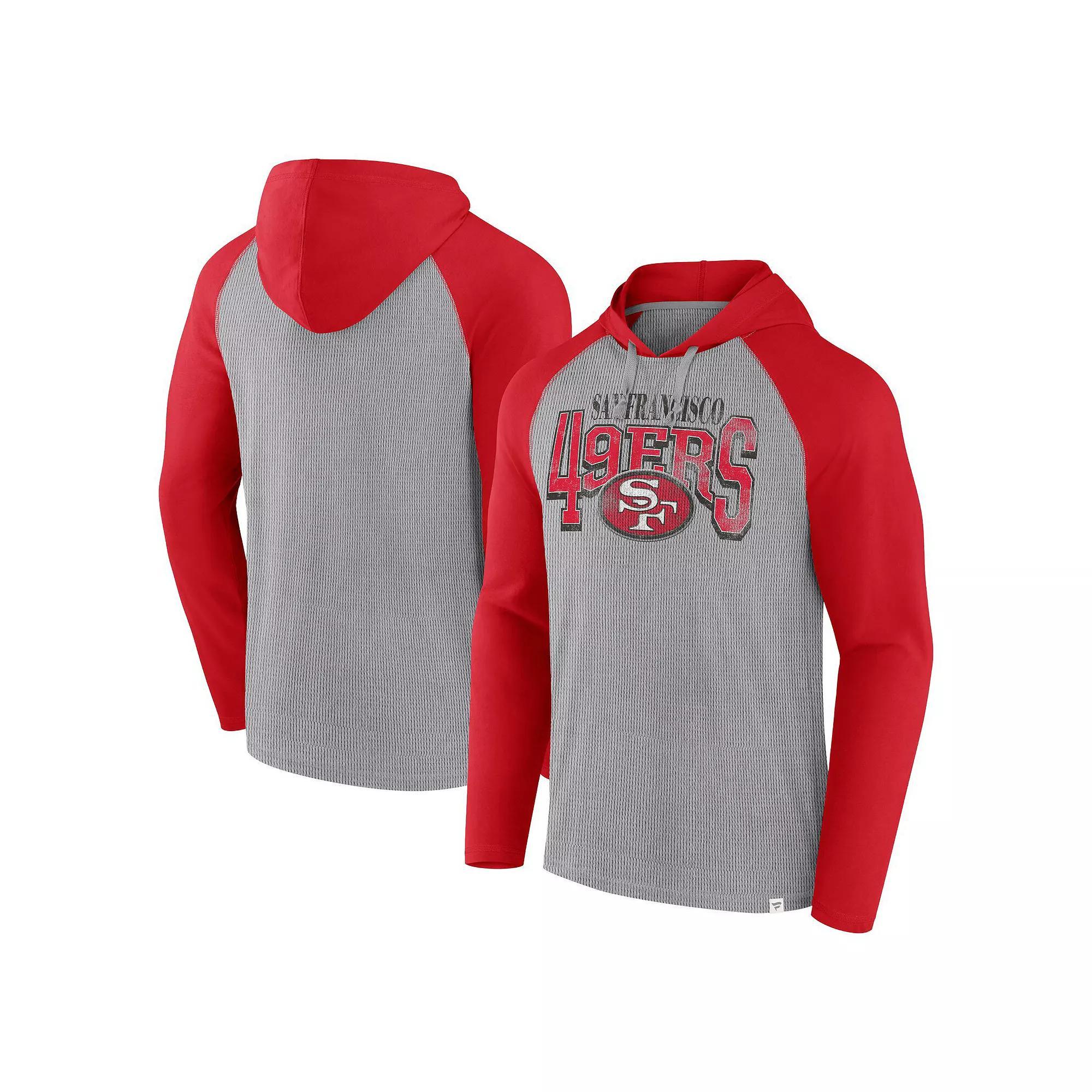 Men's Fanatics Gray/Scarlet San Francisco 49ers Under Center Long Sleeve Hoodie T-Shirt, Size: XL, Grey Product Image