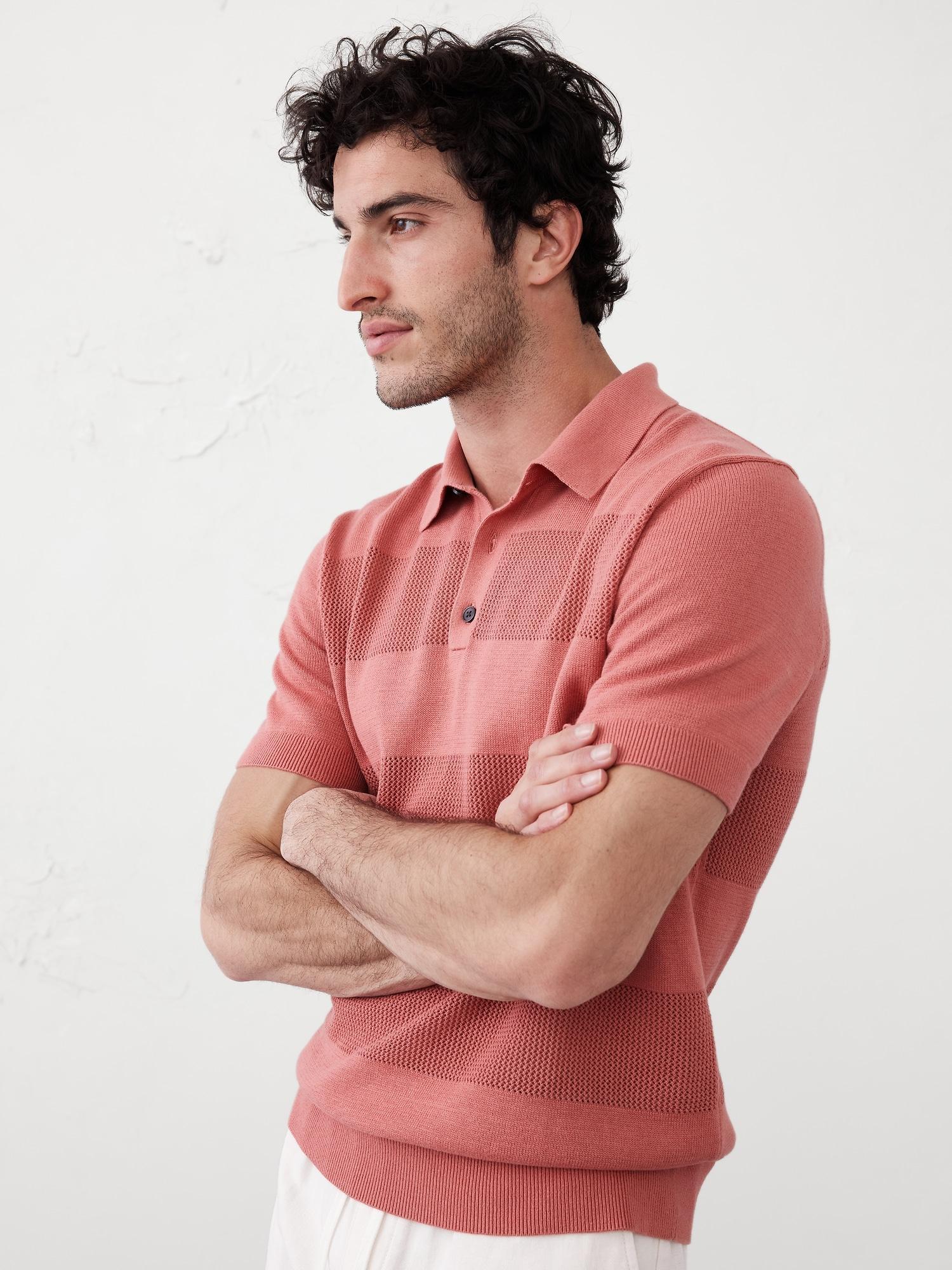 Mesh Striped Polo Product Image