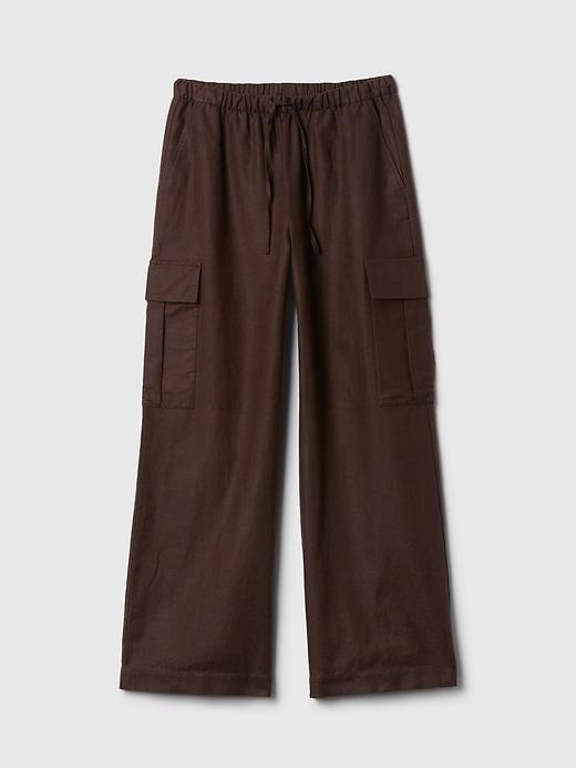 Mid Rise Linen-Cotton Pull-On Cargo Pants Product Image