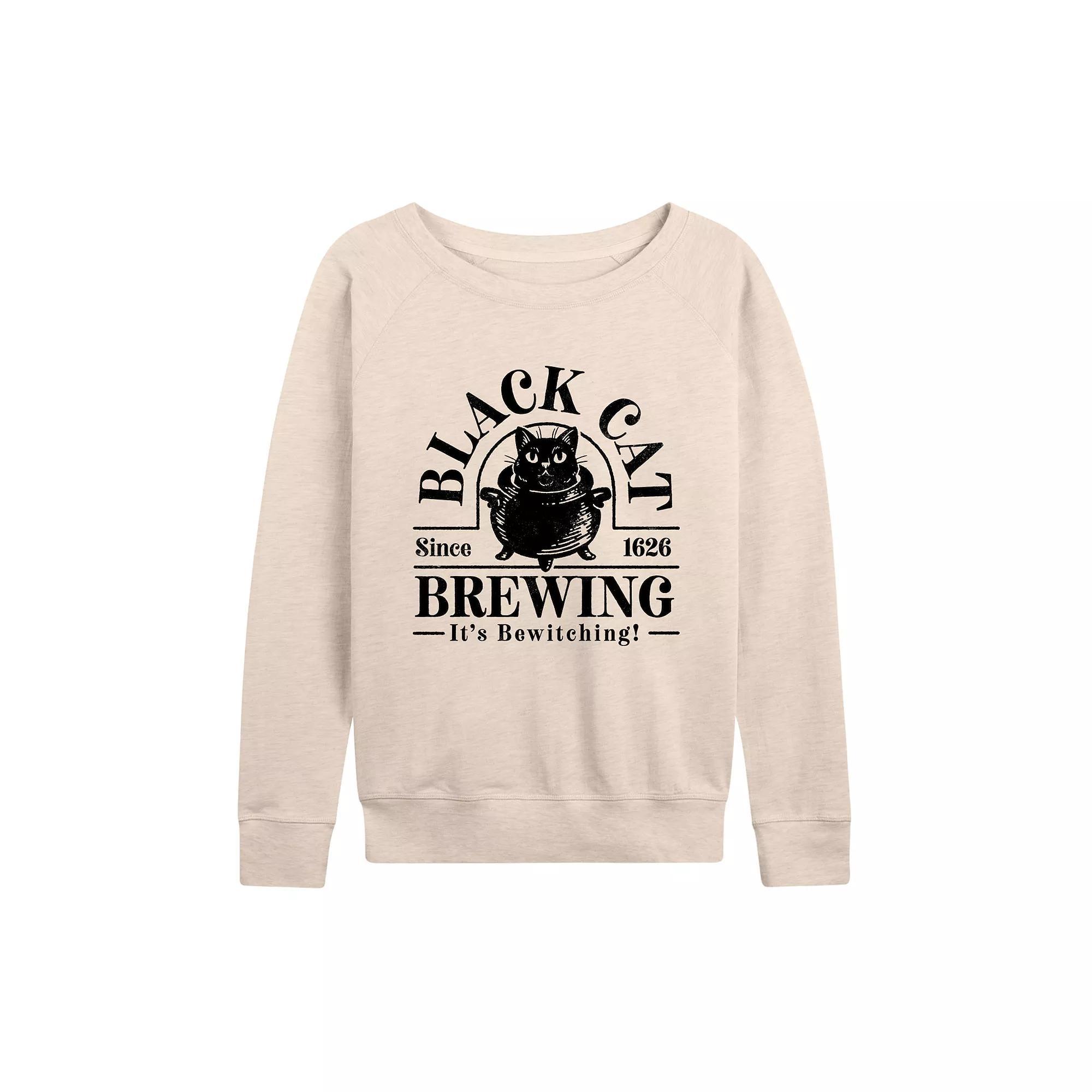 Women's Black Cat Brewing French Terry Long Sleeve Tee, Size: XXL, Beige Product Image