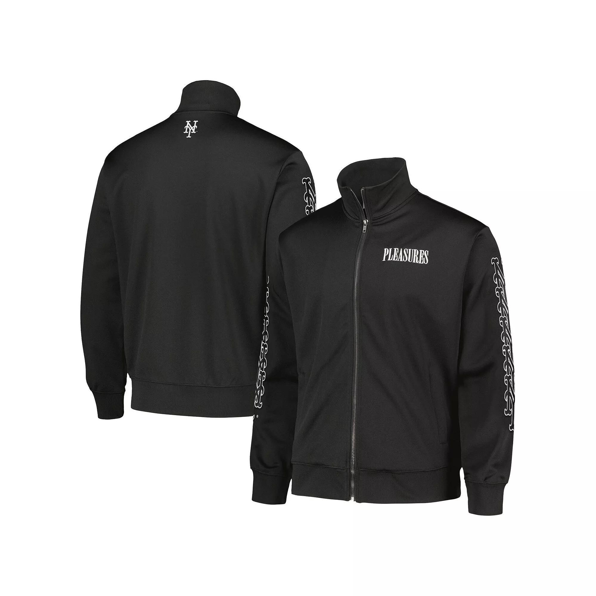 Men's Black New York Mets Pitcher Full-Zip Track Jacket, Size: 2XL Product Image