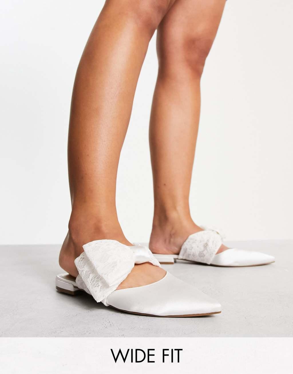 ASOS DESIGN Wide Fit Love-Match bow ballet flats Product Image