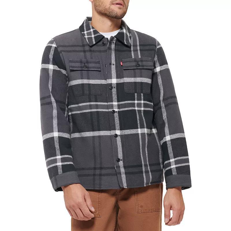 Men's Levi's® Quilted-Lined Shirt Jacket, Size: Small, Grey Black White Plaid Product Image