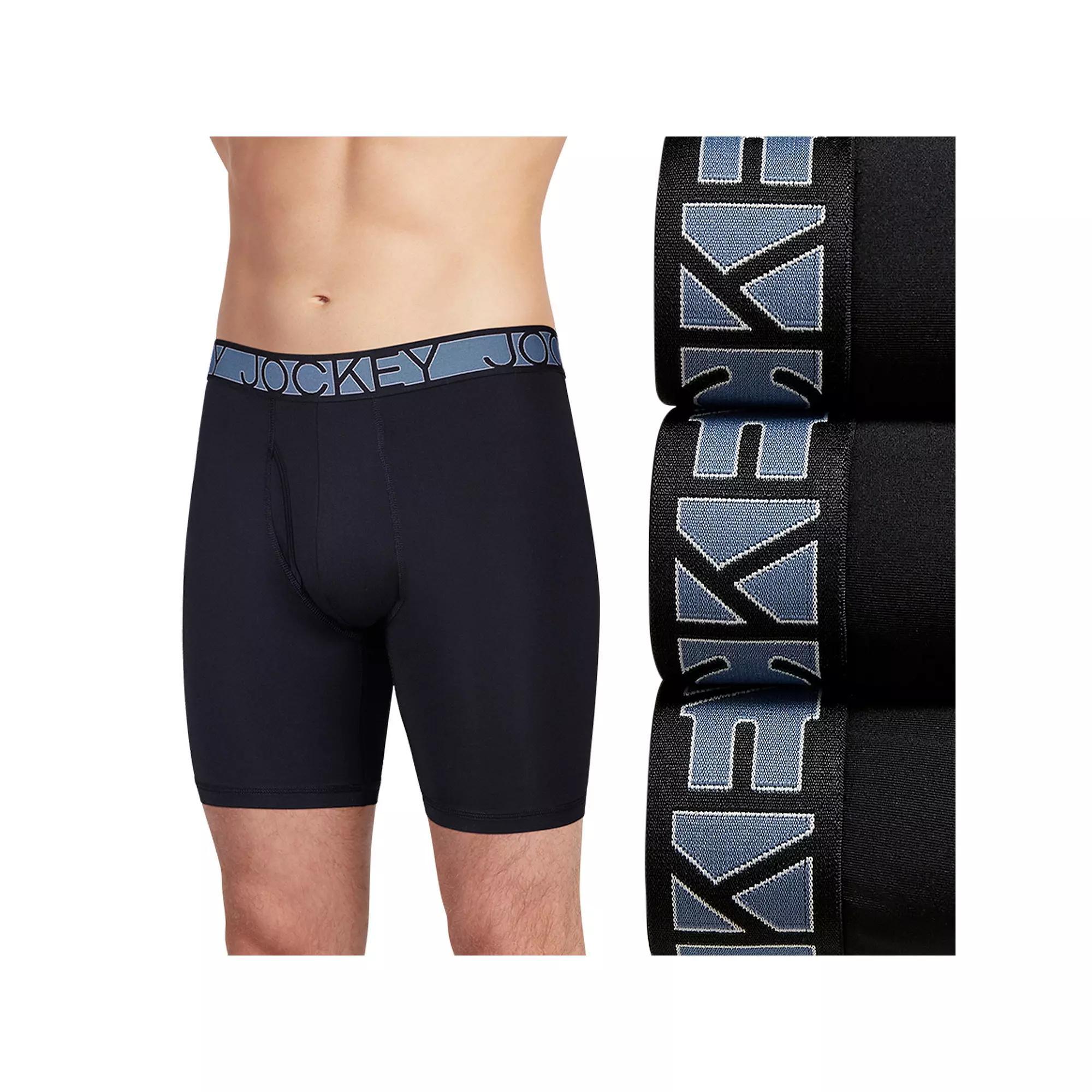 Men's Jockey 3-Pack Active Microfiber 5" Boxer Briefs, Size: Large, Black Product Image