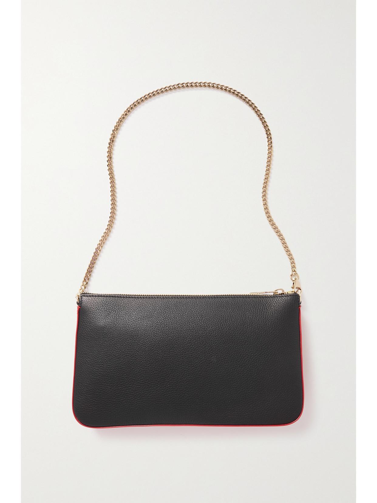 CHRISTIAN LOUBOUTIN Loubila Rubber-trimmed Textured-leather Shoulder Bag In Black Product Image