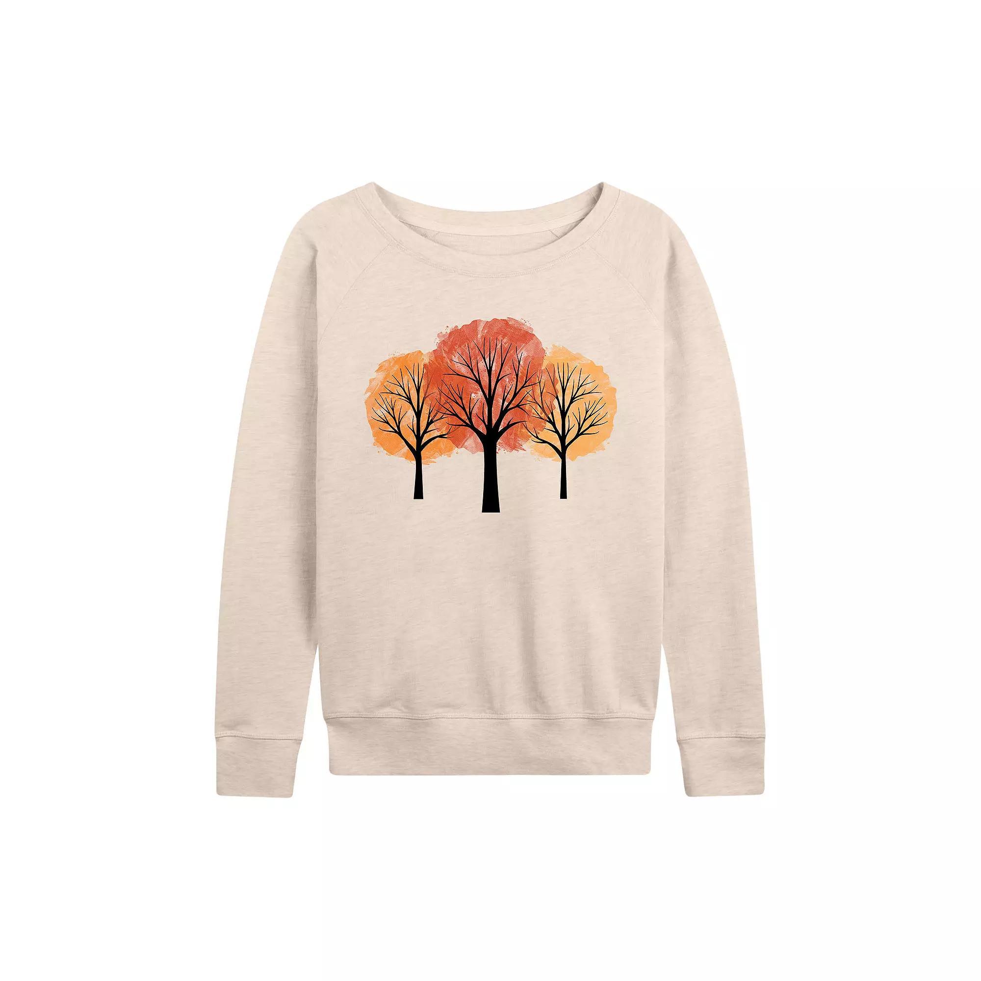 Women's Watercolor Fall Trees French Terry Long Sleeve Tee, Girl's,  Product Image
