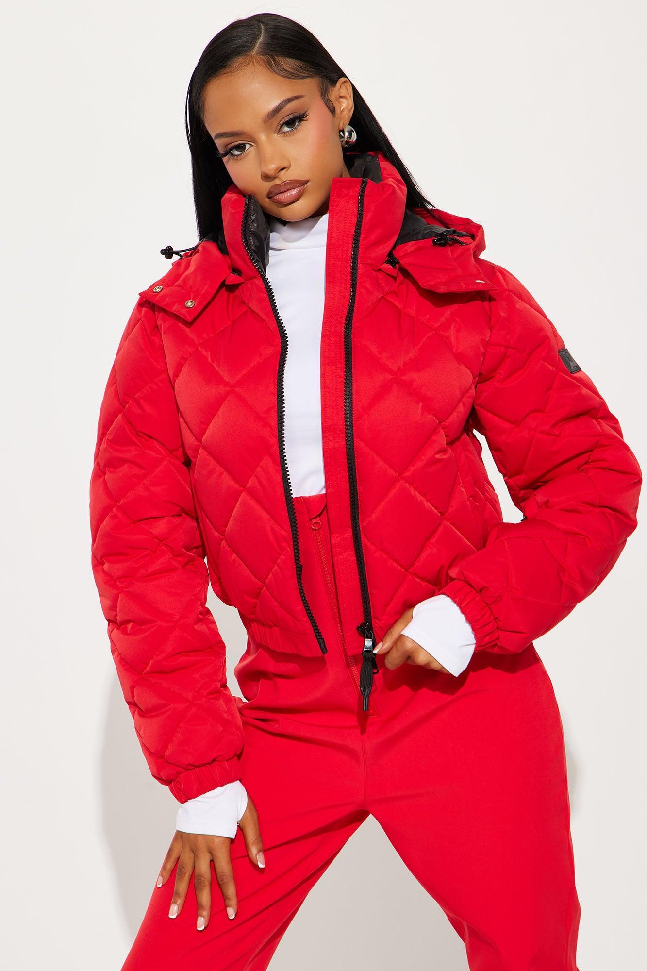Snow Days Quilted Puffer Jacket - Red Product Image