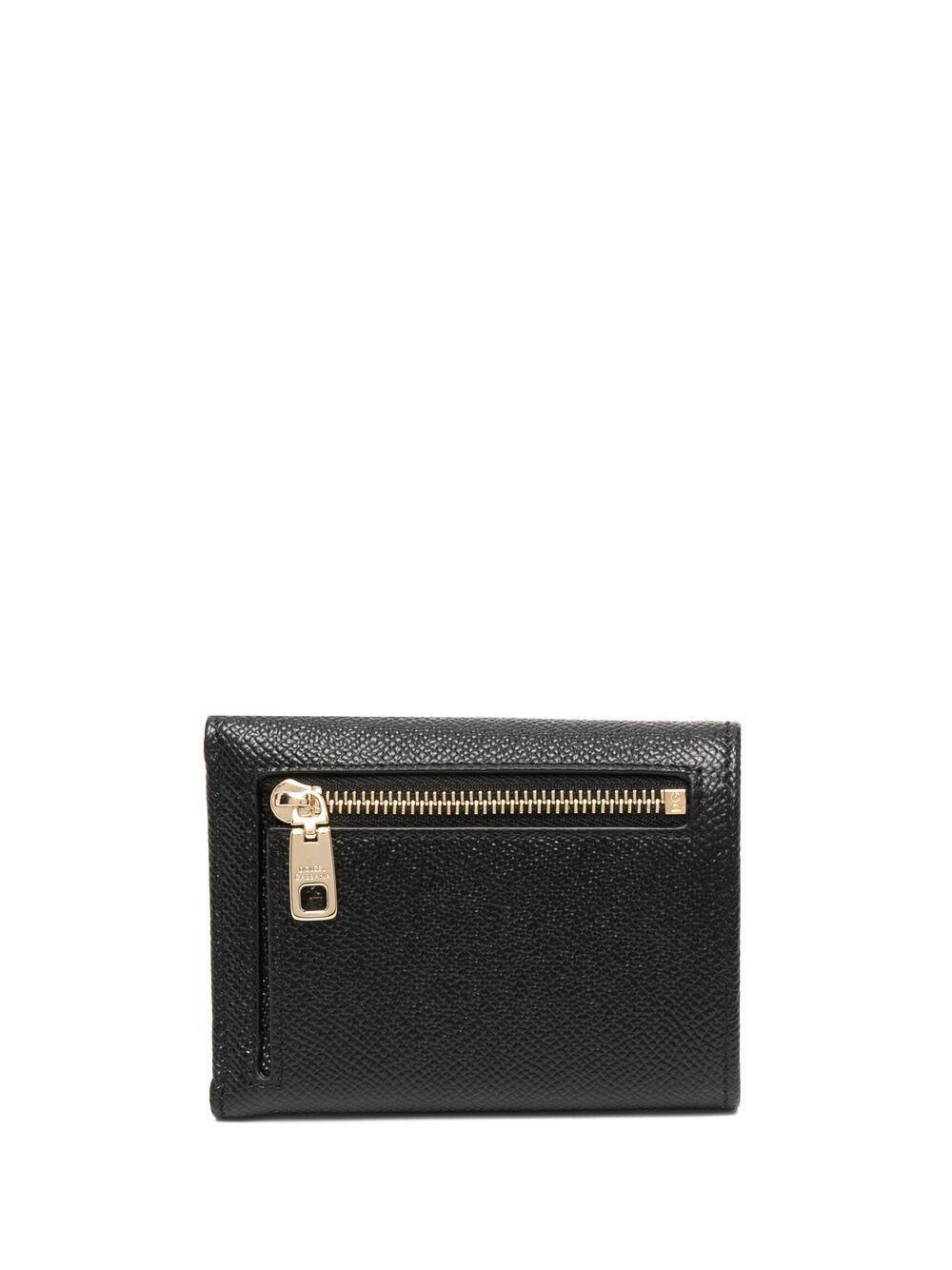 DOLCE & GABBANA Logo Plaque Tri-fold Wallet In Black Product Image