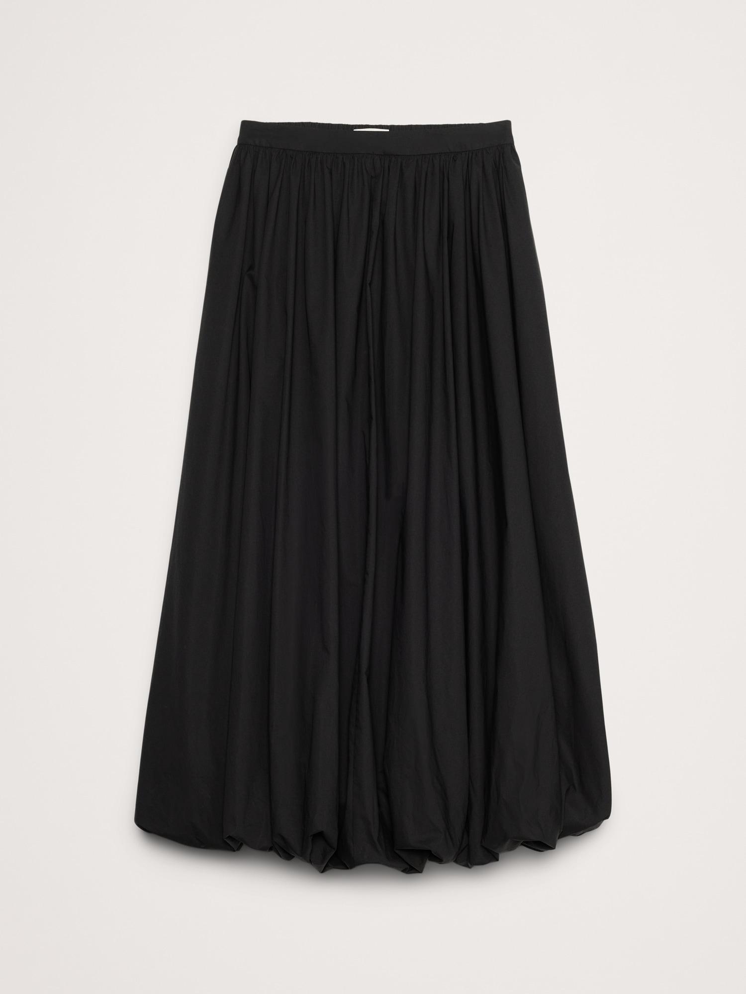 Cotton Poplin Bubble-Hem Maxi Skirt Product Image