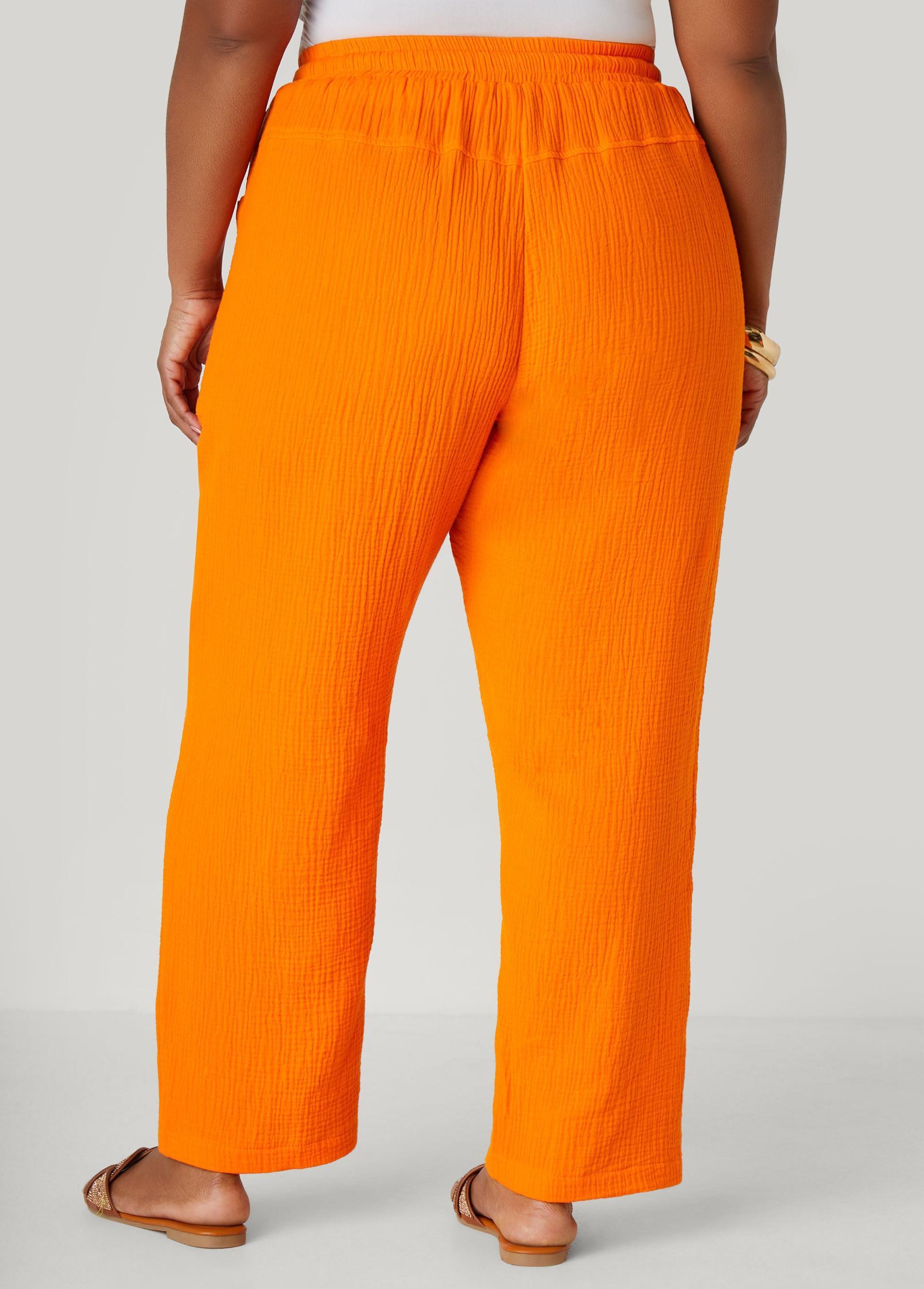 Plus Size Textured Cotton Gauze Pants Ashley Stewart Product Image