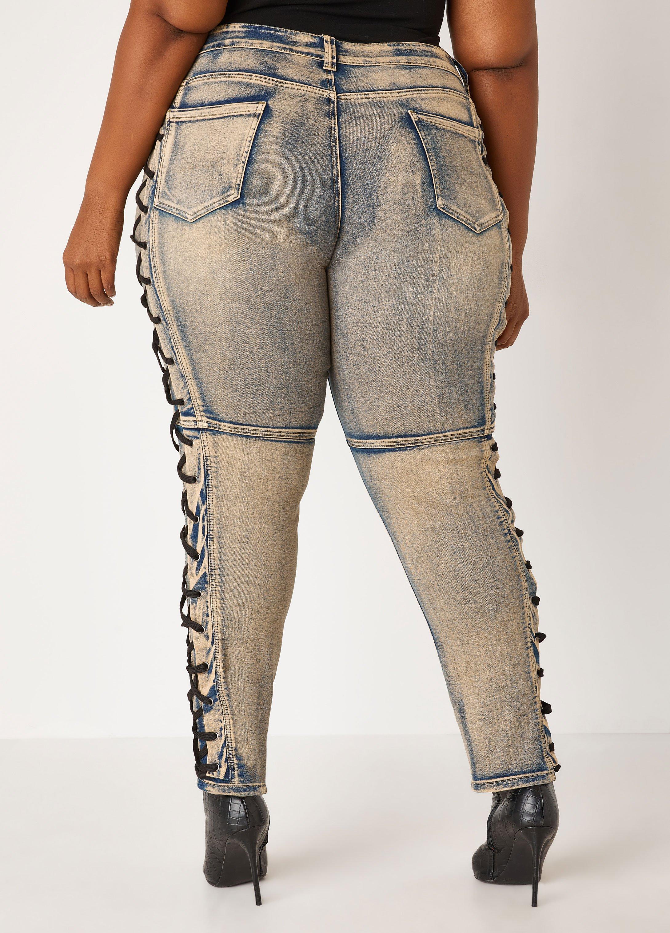 Lace Up Skinny Jeans Product Image