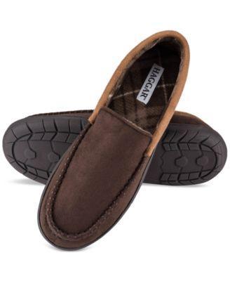 Haggar Mens Indoor/Outdoor Microsuede Venetian Slipper with Plaid Fleece Lining Product Image