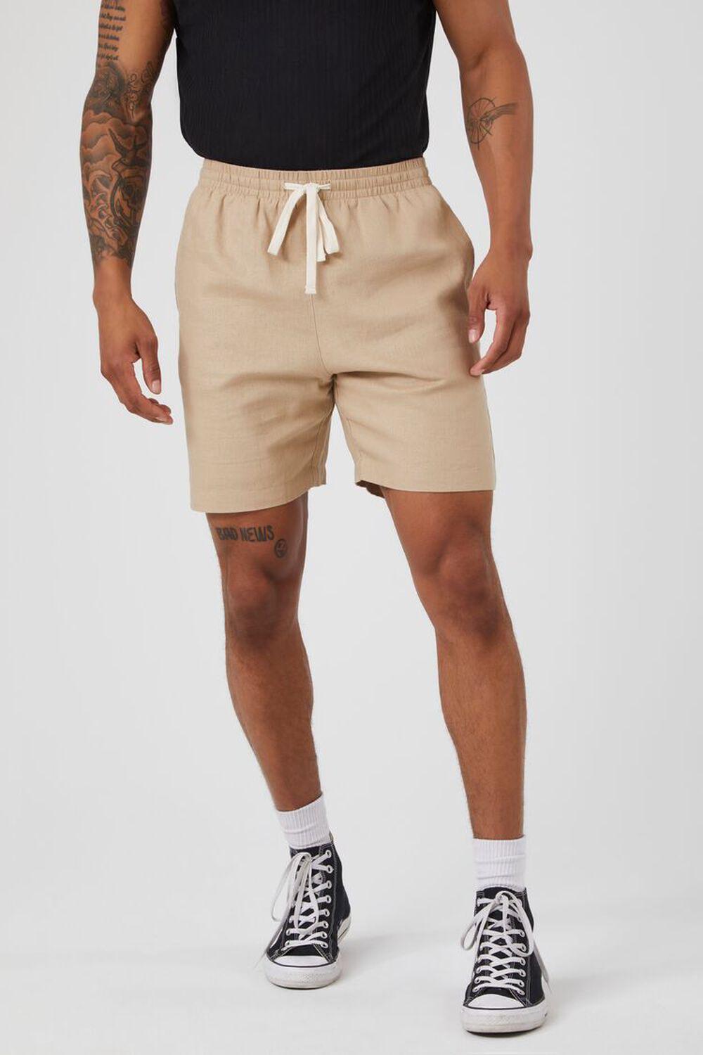 Linen-Blend Drawstring Shorts | Forever 21 Product Image