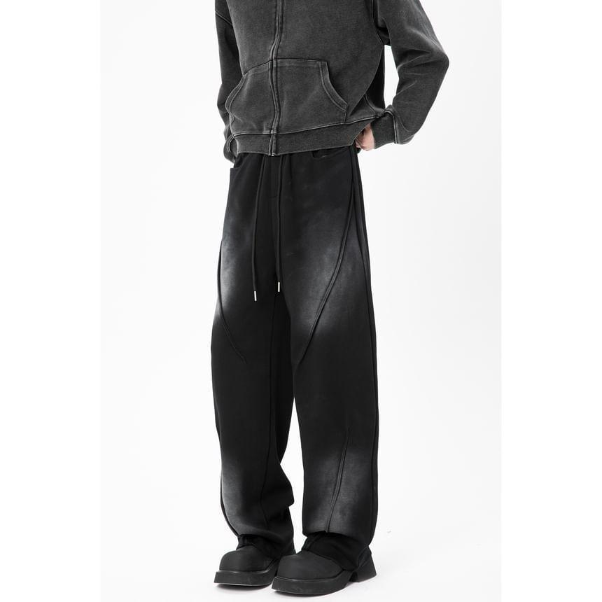 Drawstring Waist Washed Straight Leg Sweatpants Product Image