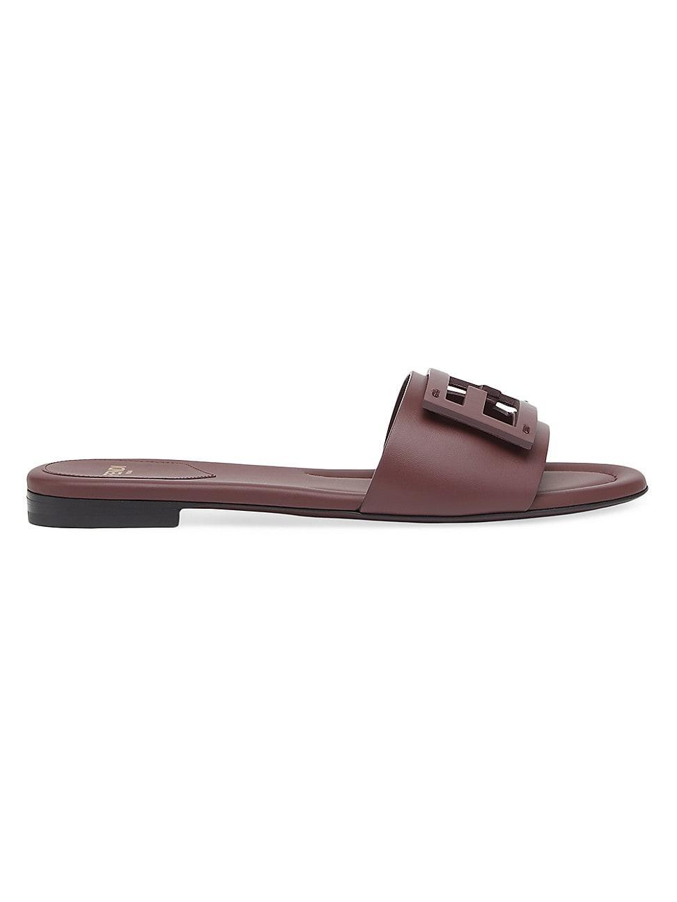 Womens Logo Leather Slide Sandals Product Image