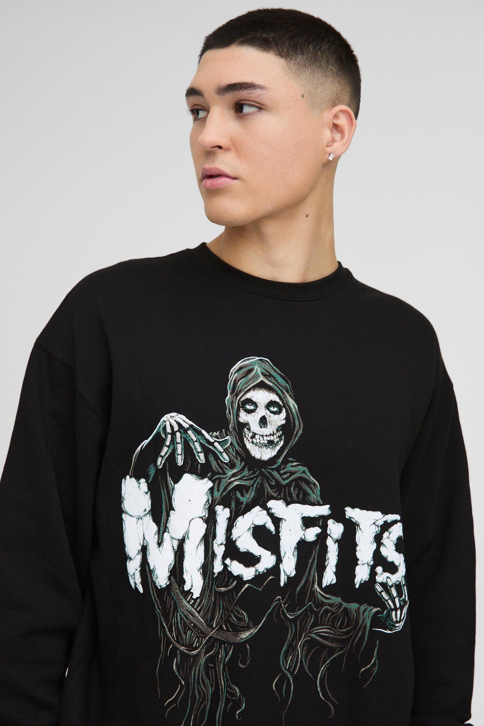 Oversized Misfits Band License Print Sweatshirt | boohooMAN USA Product Image