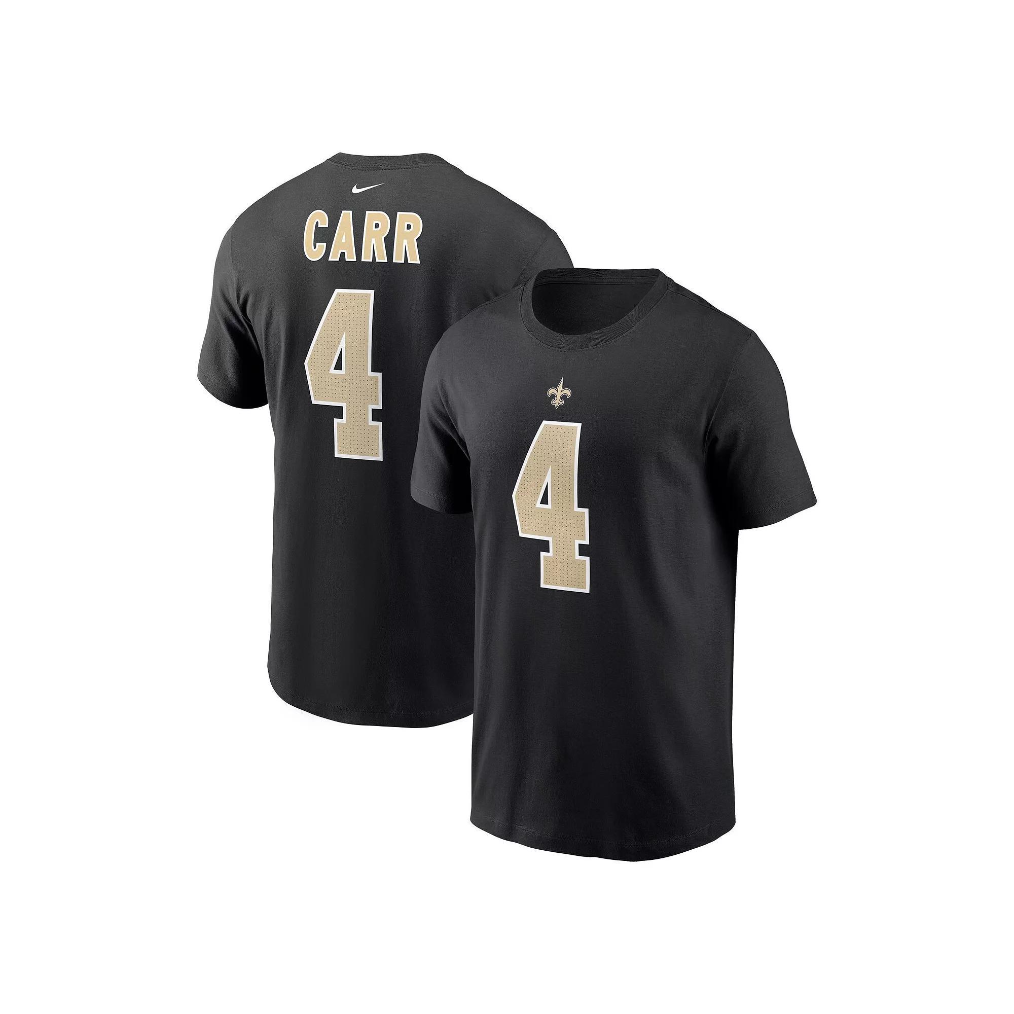 Men's Nike Derek Carr Black New Orleans Saints Player Name & Number T-Shirt, Size: Medium Product Image
