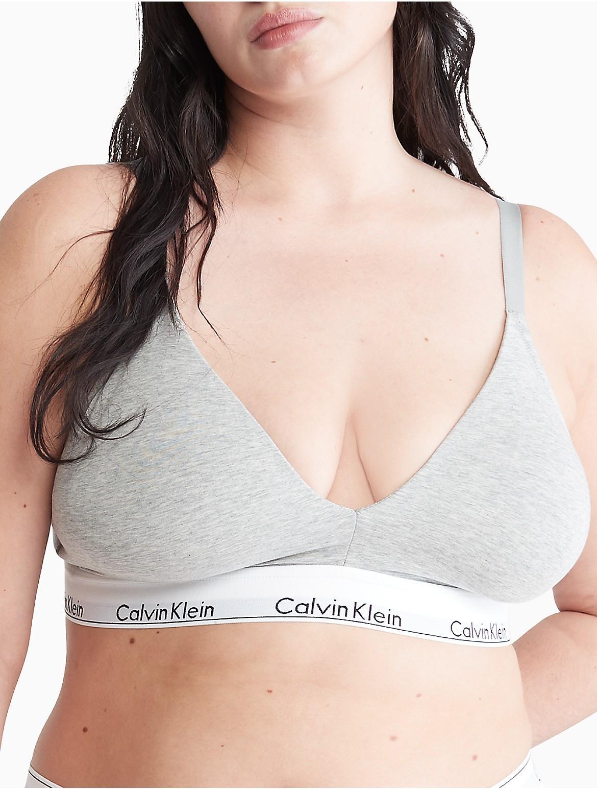 Calvin Klein Womens Icon Cotton Modal Lightly Lined Triangle Bralette - Grey - S Product Image