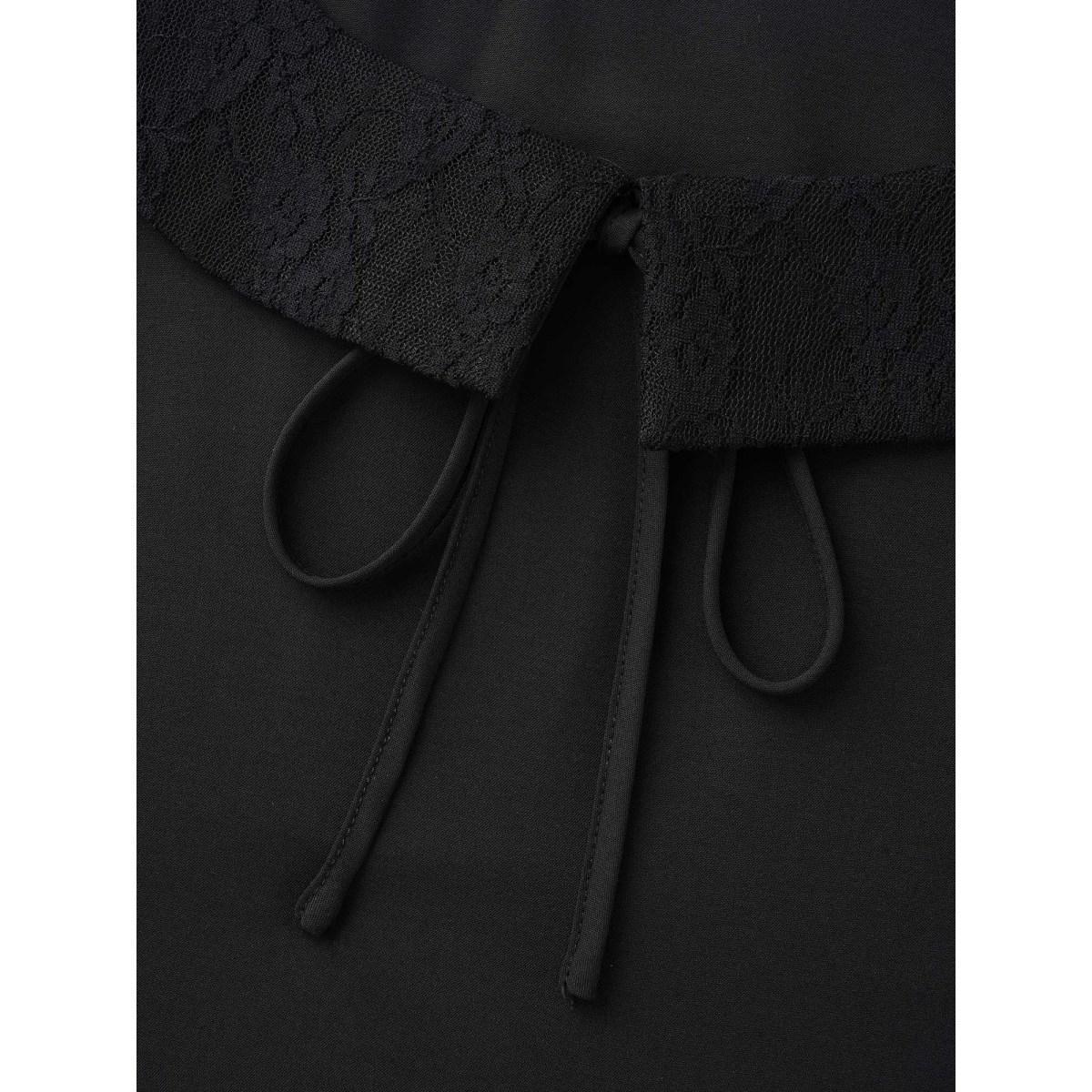 Plus Size Spellbound Lace Sleeves Square Neckline Midi Dress Black Women Cocktail Woven ribbon&lace trim Party Curvy Bloomchic 10/M Product Image