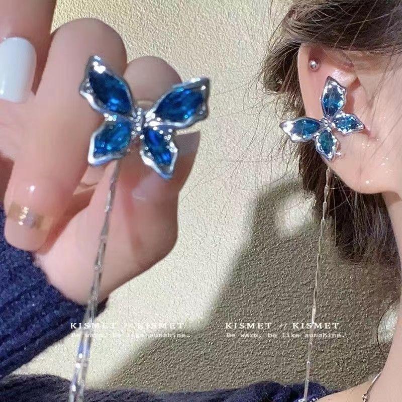 Butterfly Faux Crystal Alloy Threader Ear Cuff Product Image