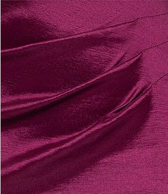 Betsy & Adam Off-the-Shoulder Stretch Taffeta Sheath Gown Product Image