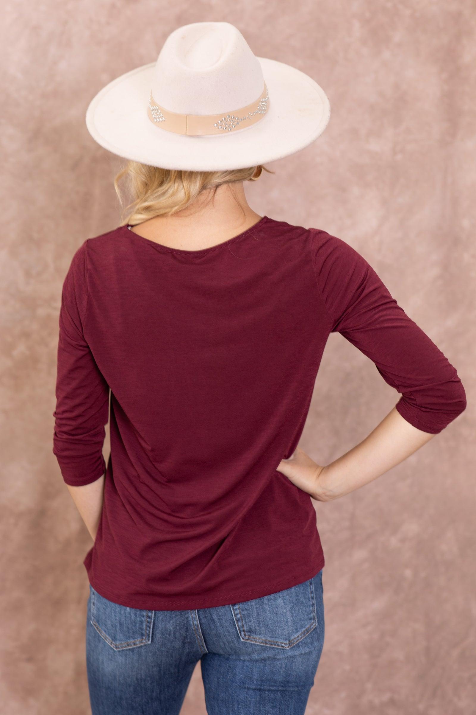 Solid Wrinkle Free 3/4 Sleeve Knit Top Product Image